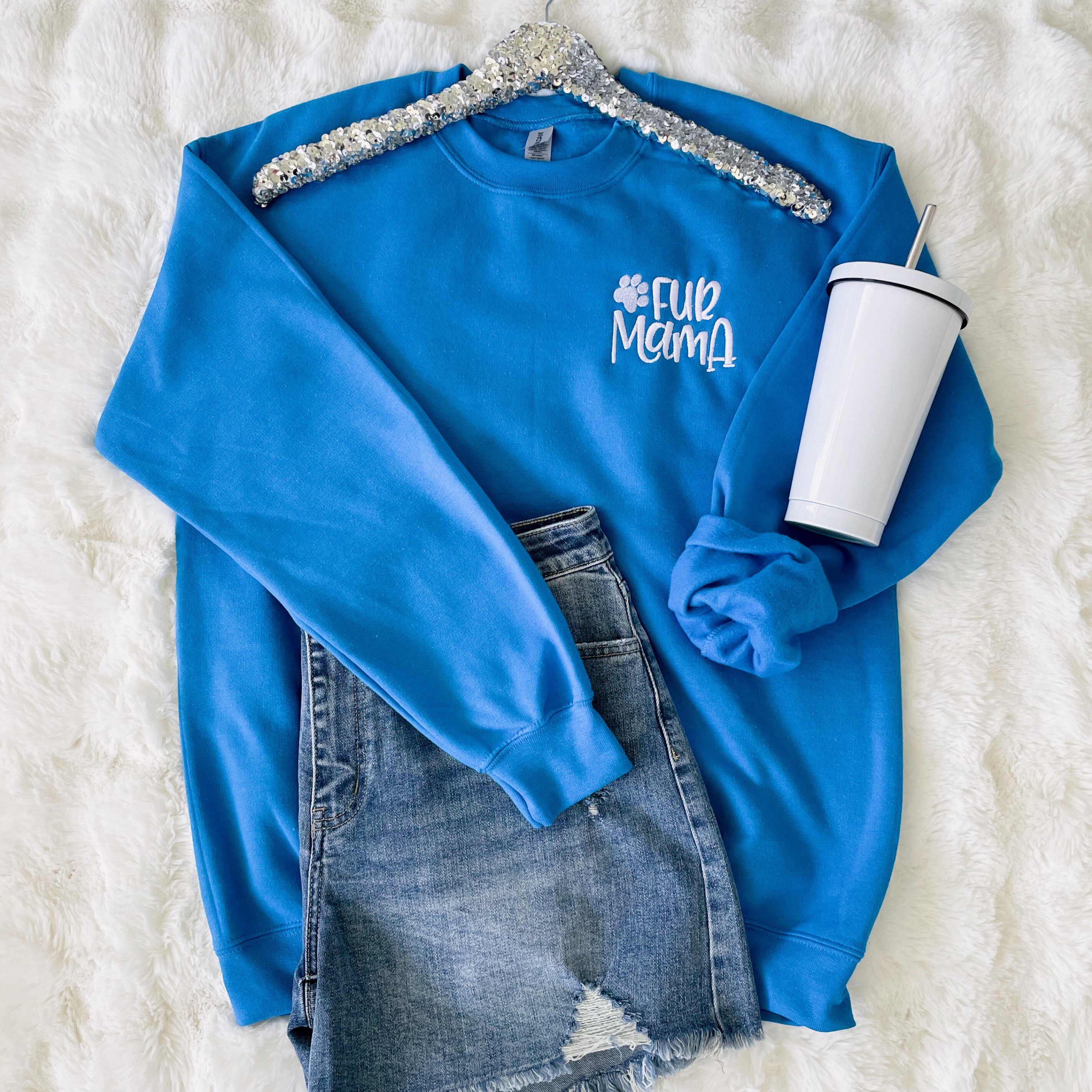 PREORDER: Fur Mama Embroidered Sweatshirt in Assorted Colors
