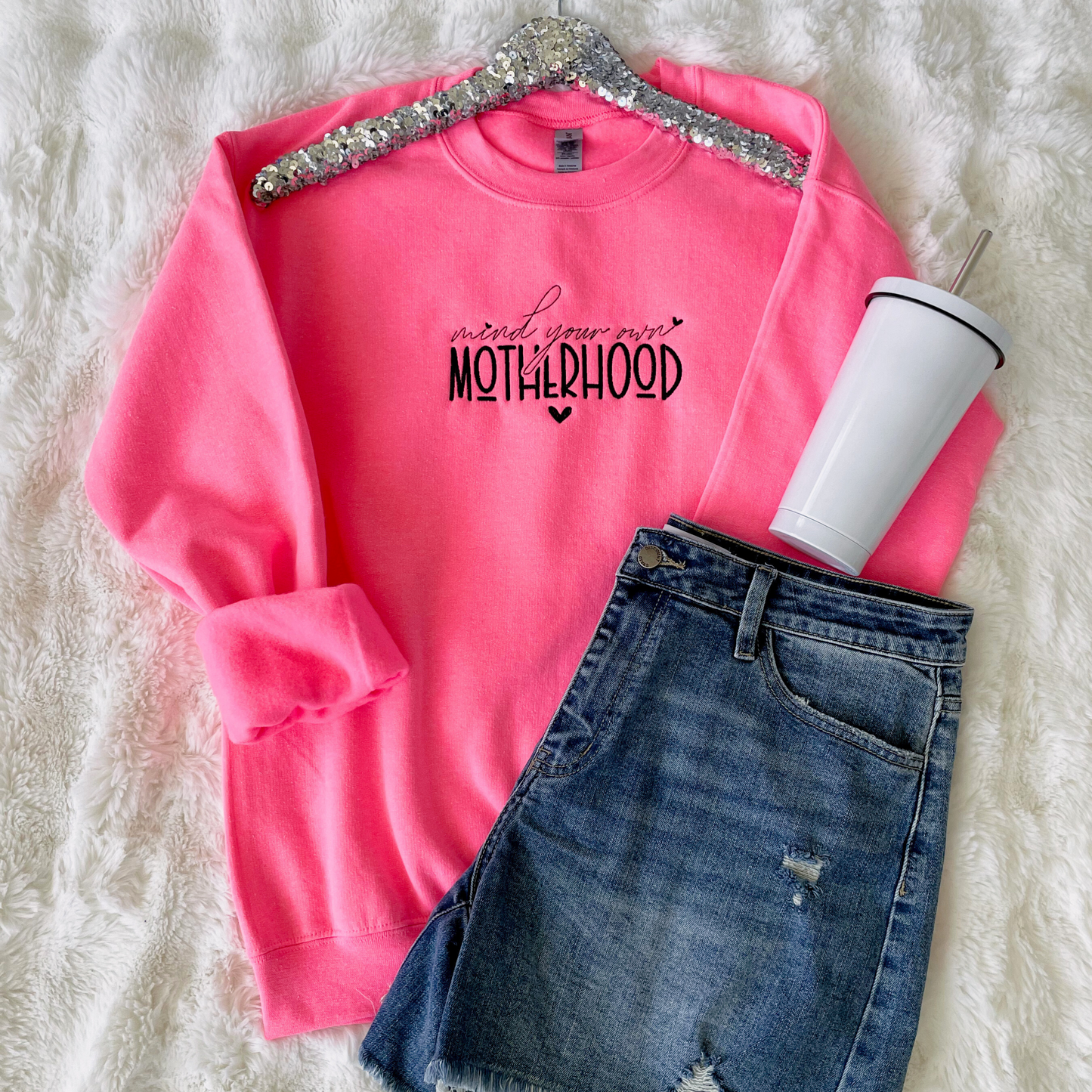 PREORDER: Mind Your Own Motherhood Embroidered Sweatshirt in Assorted Colors