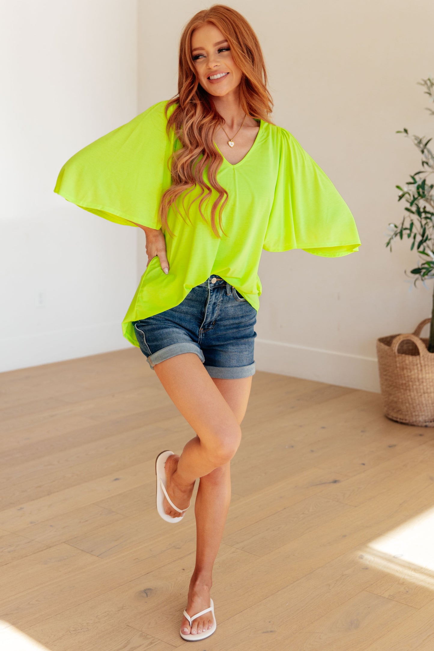 Cali Blouse in Neon Green