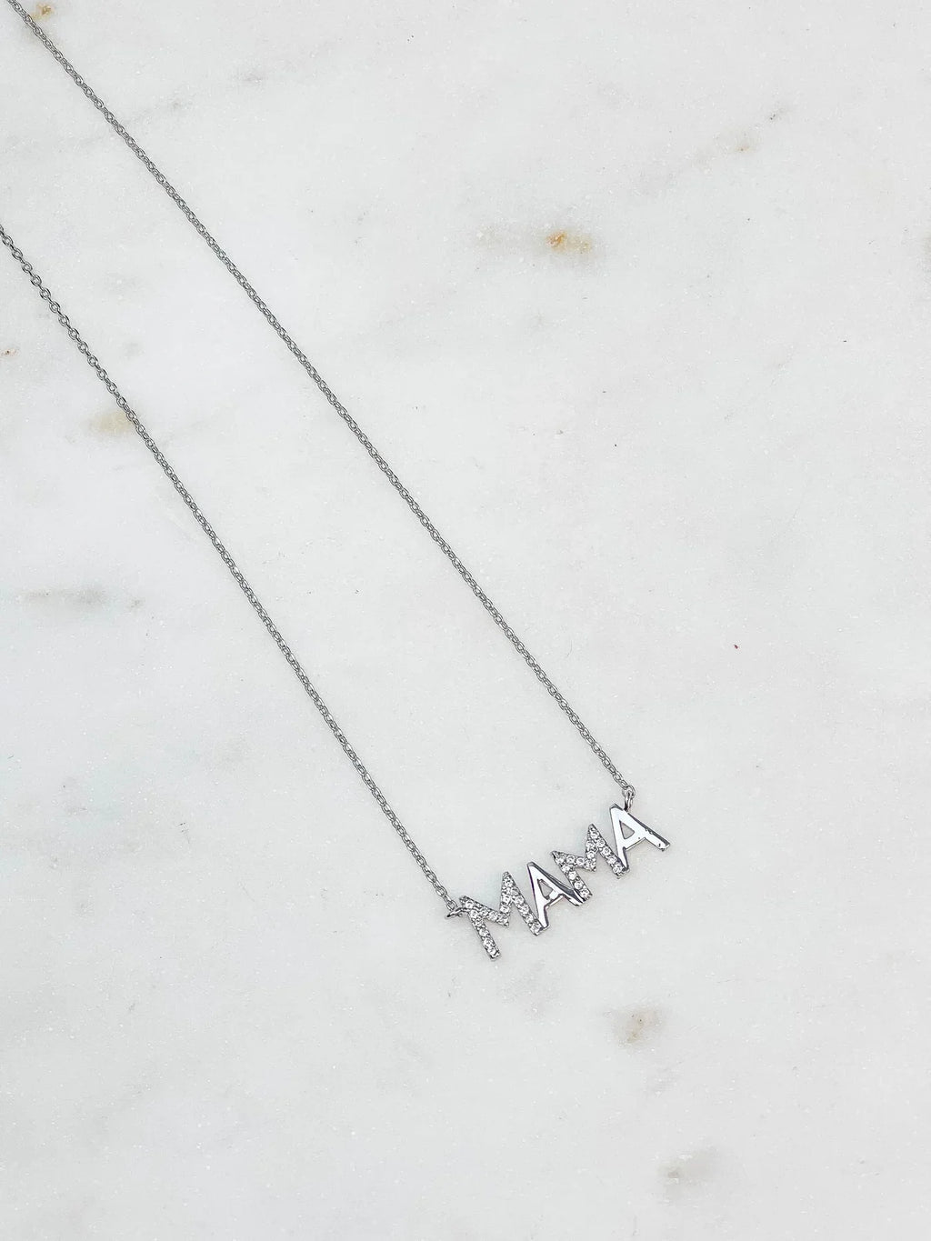 PREORDER: Cubic Zirconia Mama Pendant Necklaces in Two Colors