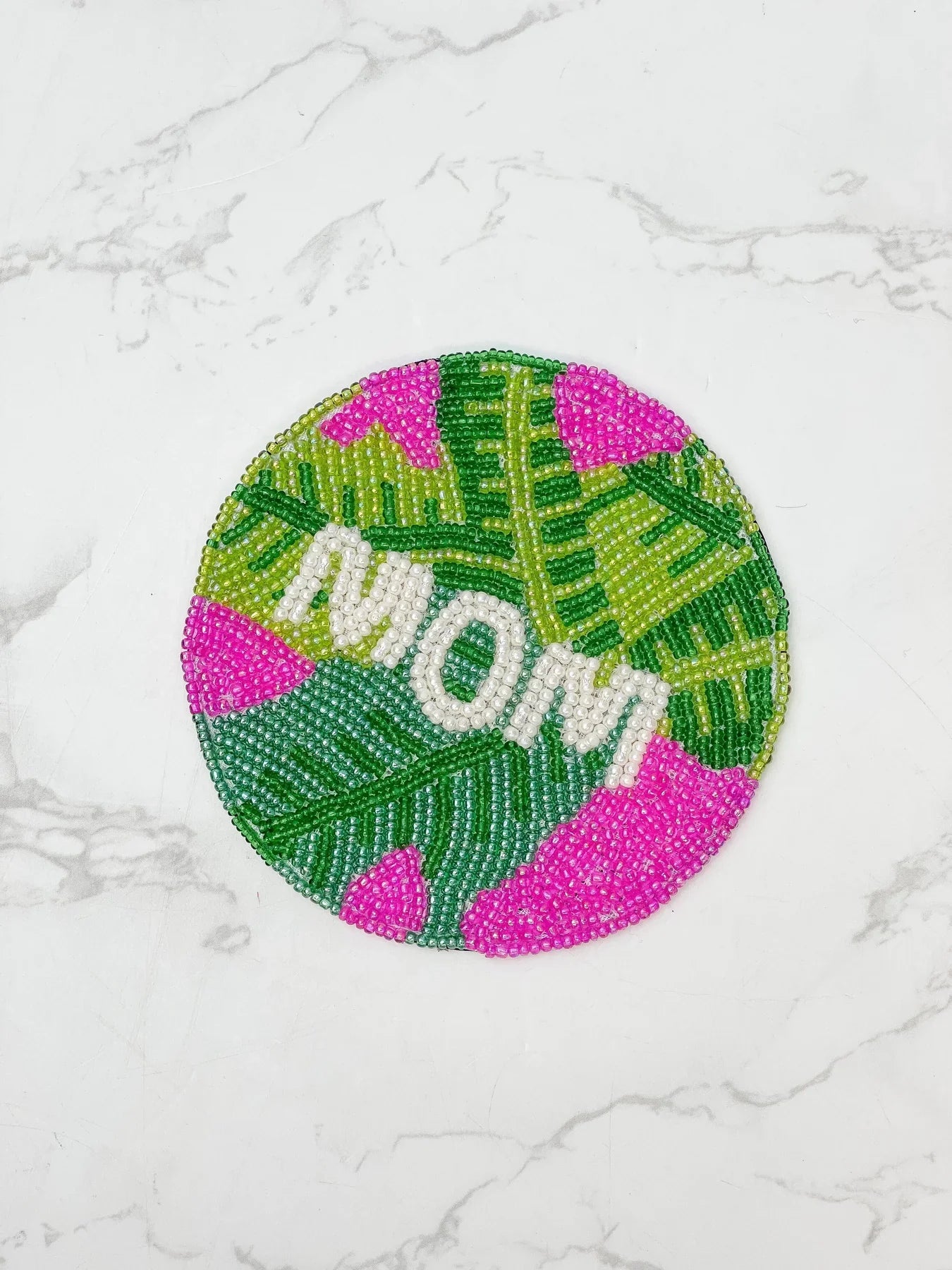 PREORDER: Mom Preppy Palm Seed Bead Coaster